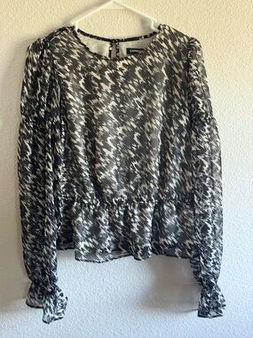 Express Black & White Houndstooth Peplum Blouse